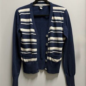 MEC Ladies Striped Cardigan, Sz Lg, Navy/Grey